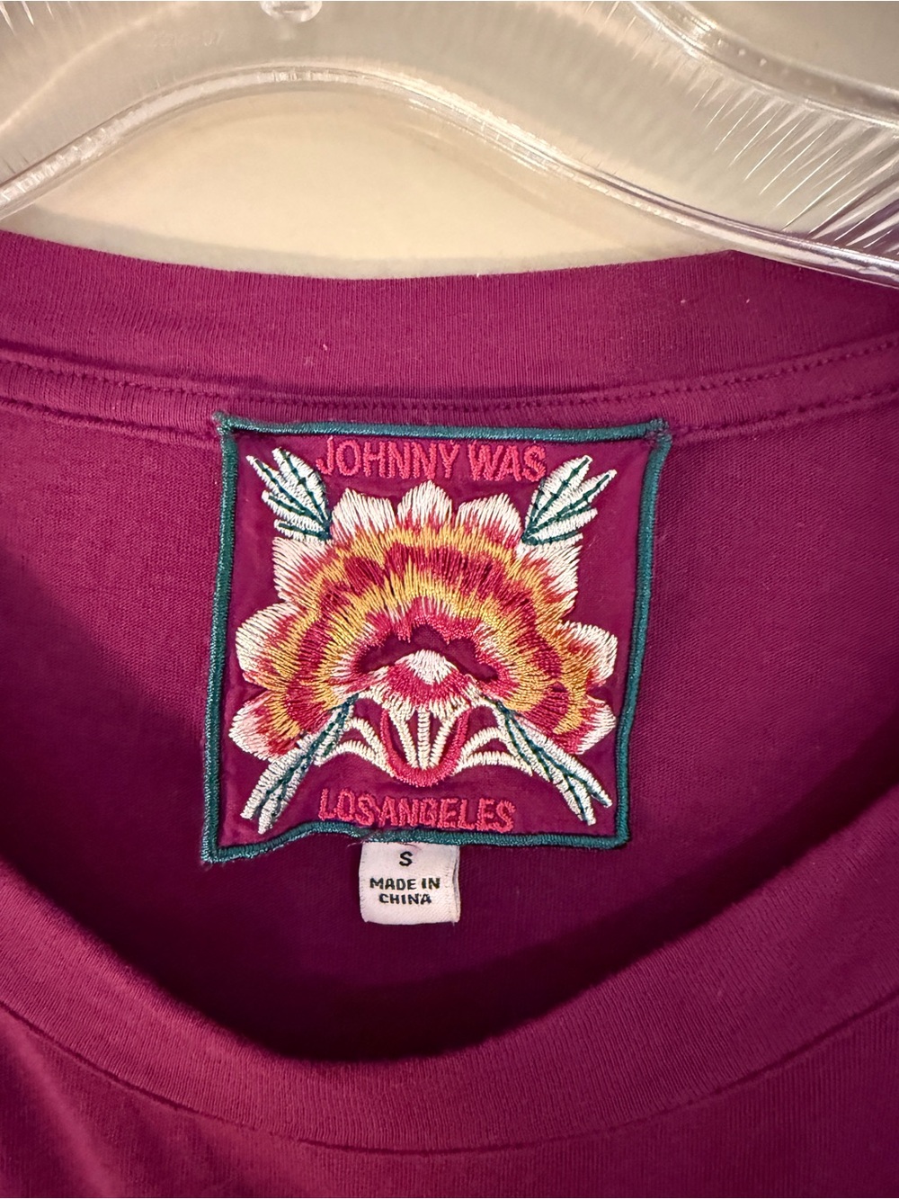 Johnny Was embroidered 100% cotton TIAREI RELAXED TEE Small Purple “Jam” color - Picture 3 of 6